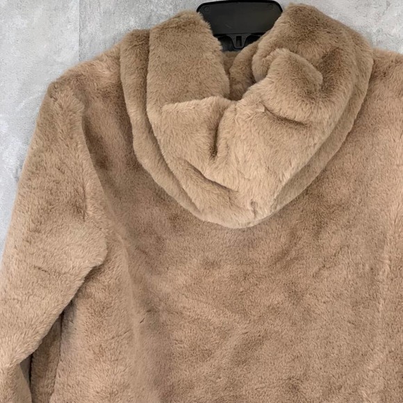 BLANKNYC Sand Stoner Siren Teddy Faux Fur Full-Zip Hooded Coat SZ M - Picture 4 of 8